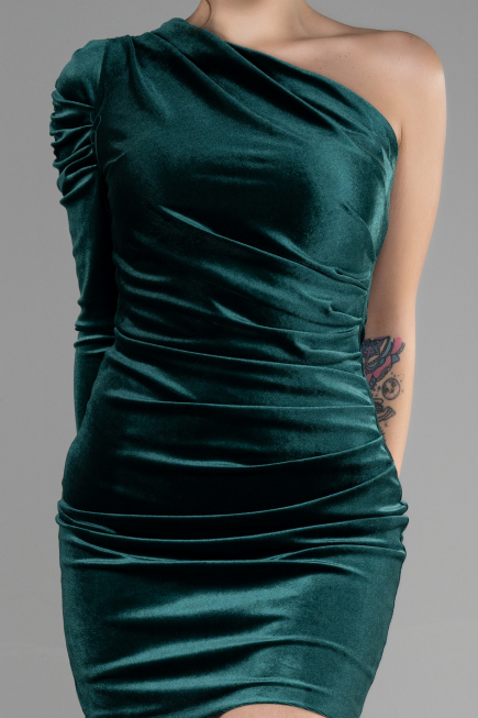 Short Emerald Green Velvet Invitation Dress ABK1886
