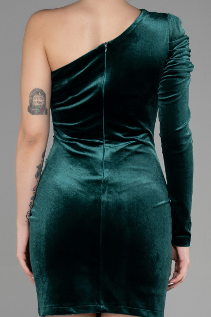 Short Emerald Green Velvet Invitation Dress ABK1886