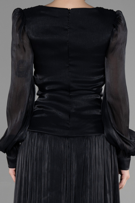 Long Black Chiffon Prom Gown ABU3397