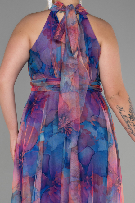 Sax Blue Long Oversized Evening Dress ABU1447