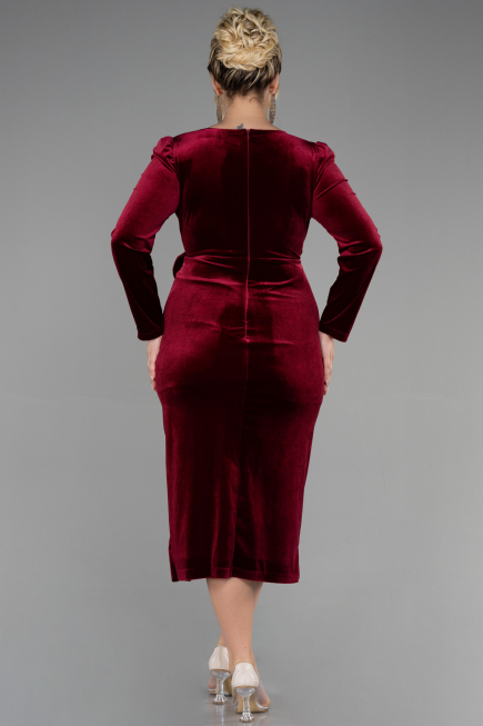 Midi Burgundy Velvet Invitation Dress ABK1896