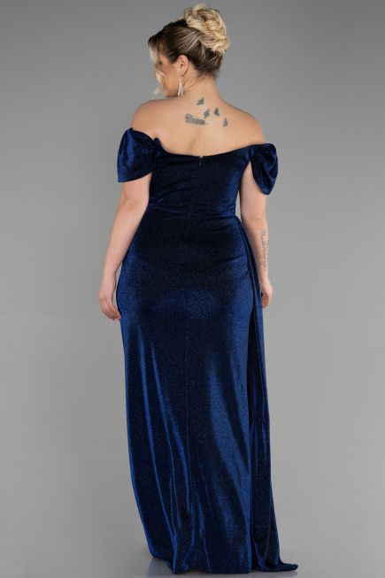 Navy Blue Long Plus Size Evening Dress ABU2658