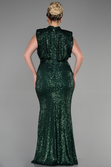 Green Long Scaly Plus Size Evening Dress ABU3115
