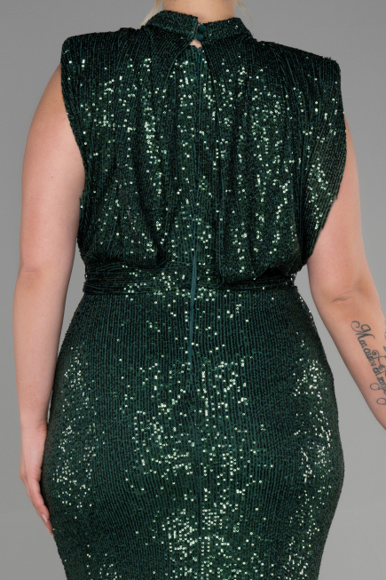 Green Long Scaly Plus Size Evening Dress ABU3115