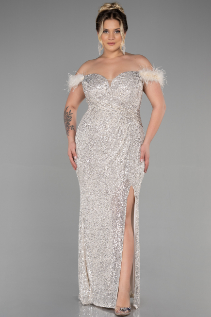 Long Mink Scaly Plus Size Evening Dress ABU3193