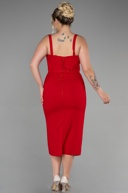 Midi Red Plus Size Invitation Dress ABK1882