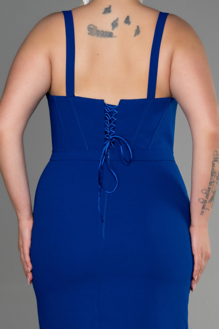 Midi Sax Blue Plus Size Invitation Dress ABK1882