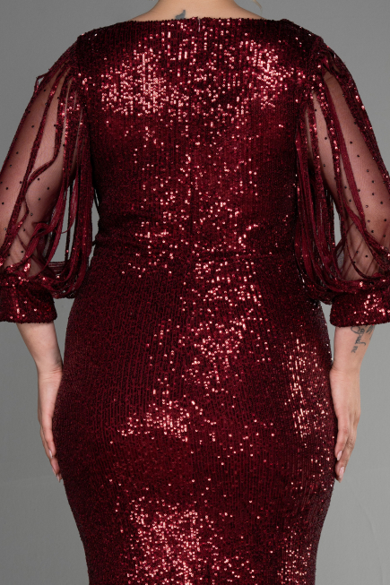 Burgundy Short Plus Size Evening Dress ABK631