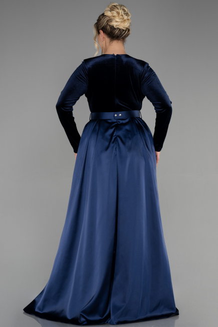 Navy Blue Long Plus Size Evening Dress ABU2615