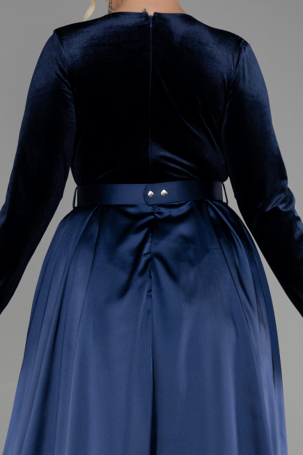 Navy Blue Long Plus Size Evening Dress ABU2615