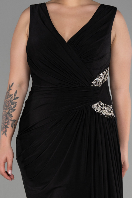 Long Black Plus Size Evening Dress ABU3438