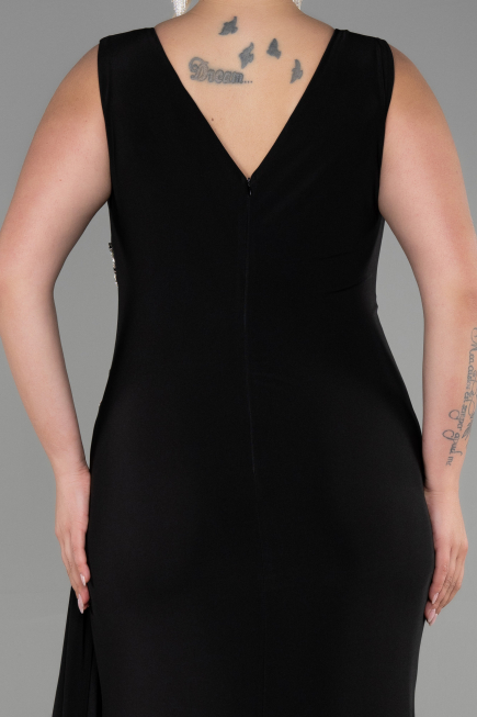 Long Black Plus Size Evening Dress ABU3438