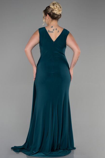 Long Emerald Green Plus Size Evening Dress ABU3438