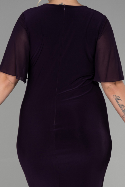 Dark Purple Short Chiffon Plus Size Evening Dress ABK1299