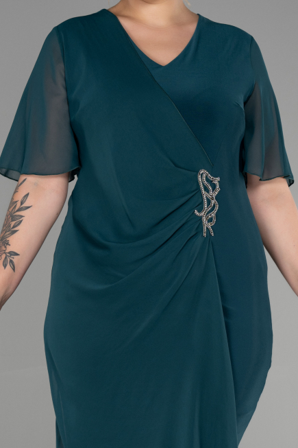 Emerald Green Short Chiffon Plus Size Evening Dress ABK1299