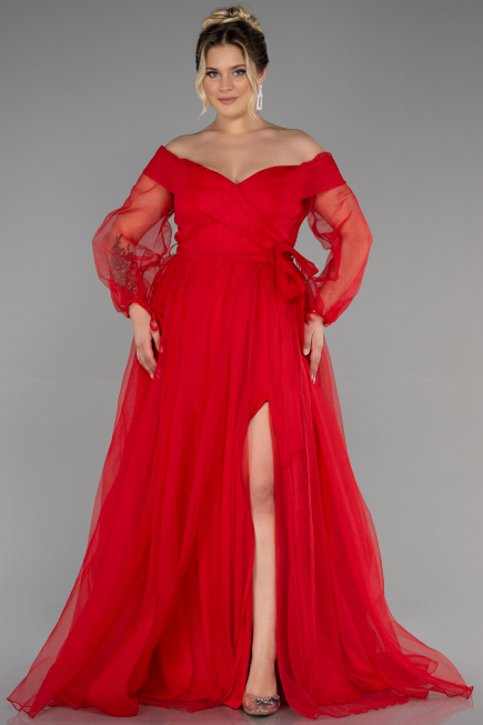Long Red Oversized Evening Dress ABU1535