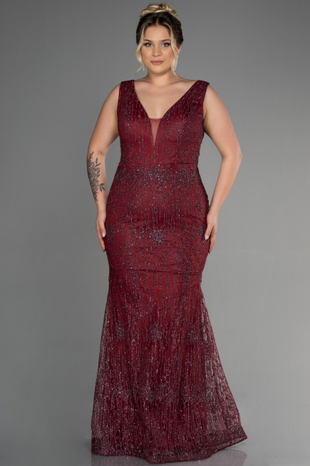 Long Burgundy Plus Size Engagement Dress ABU3368