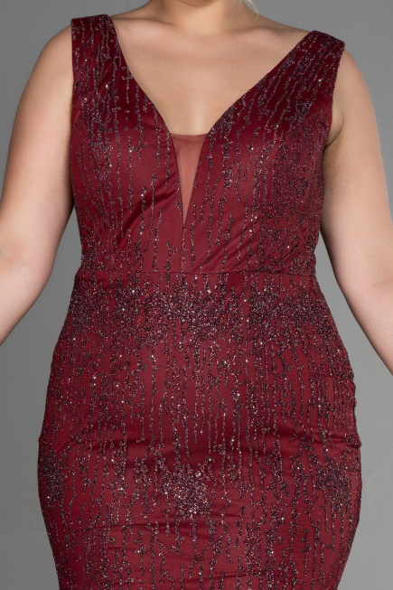 Long Burgundy Plus Size Engagement Dress ABU3368