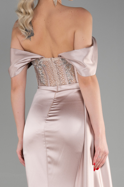 Cappuccino Long Satin Evening Dress ABU3446