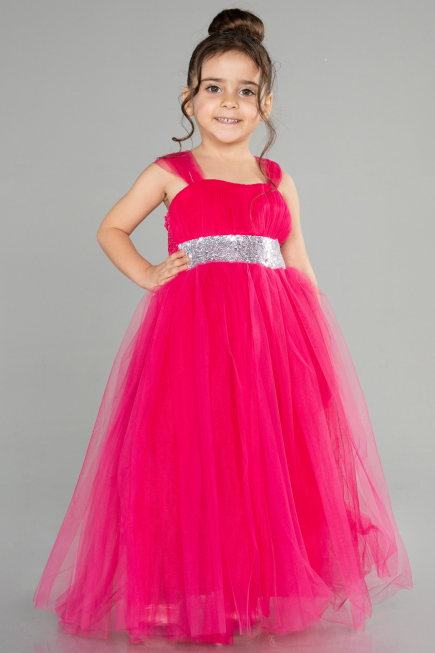 Fuchsia Long Girl Dress ABU3031