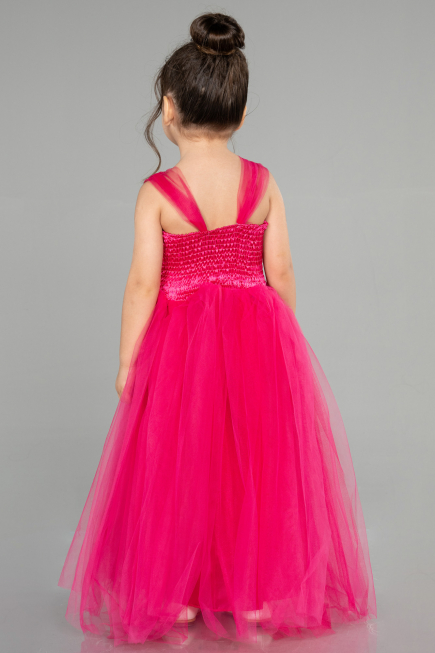 Fuchsia Long Girl Dress ABU3031