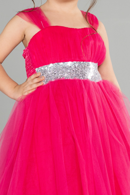 Fuchsia Long Girl Dress ABU3031