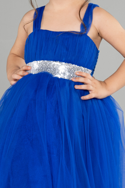 Sax Blue Long Girl Dress ABU3031