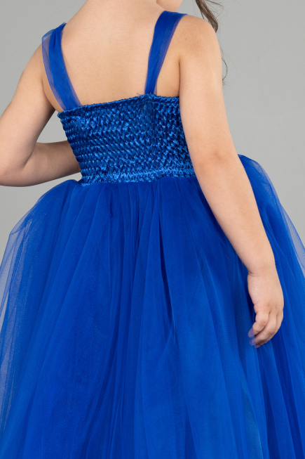 Sax Blue Long Girl Dress ABU3031