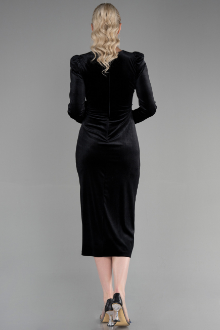 Midi Black Velvet Invitation Dress ABK1896