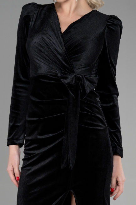 Midi Black Velvet Invitation Dress ABK1896