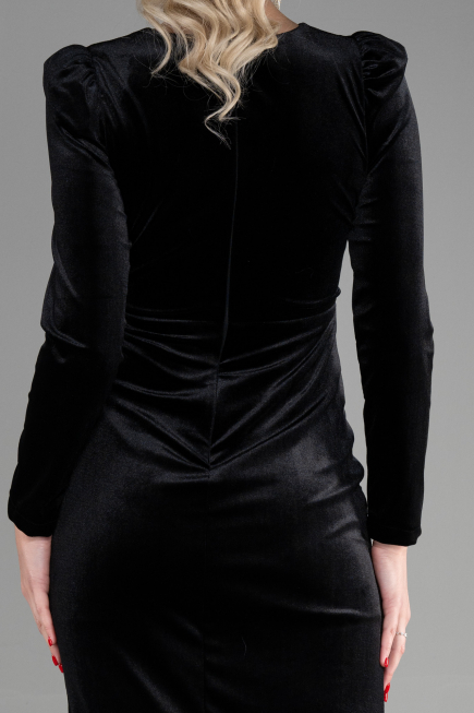 Midi Black Velvet Invitation Dress ABK1896
