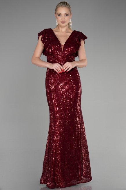 Long Burgundy Mermaid Evening Dress ABU1481