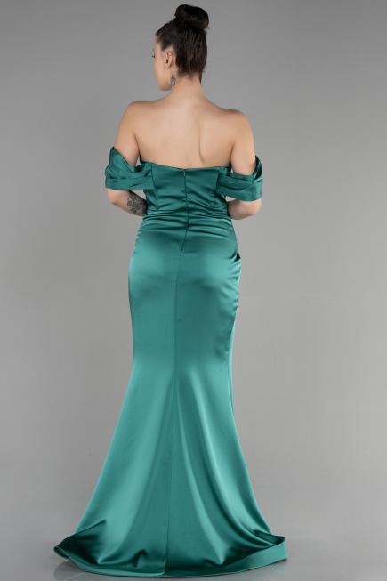 Long Emerald Green Satin Mermaid Evening Dress ABU3479