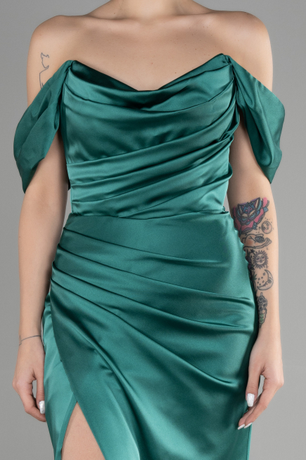 Long Emerald Green Satin Mermaid Evening Dress ABU3479