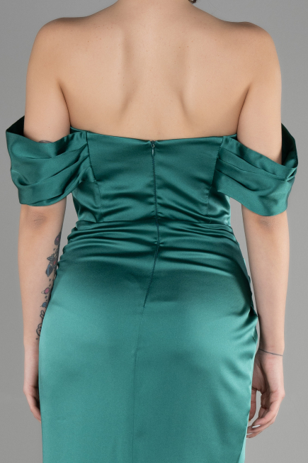 Long Emerald Green Satin Mermaid Evening Dress ABU3479