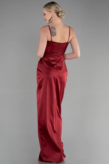 Long Burgundy Satin Evening Dress ABU3390
