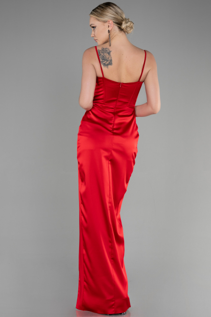 Long Red Satin Evening Dress ABU3390