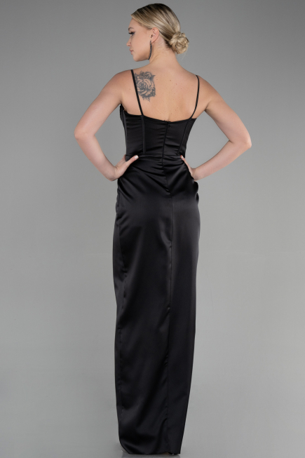 Long Black Satin Evening Dress ABU3390