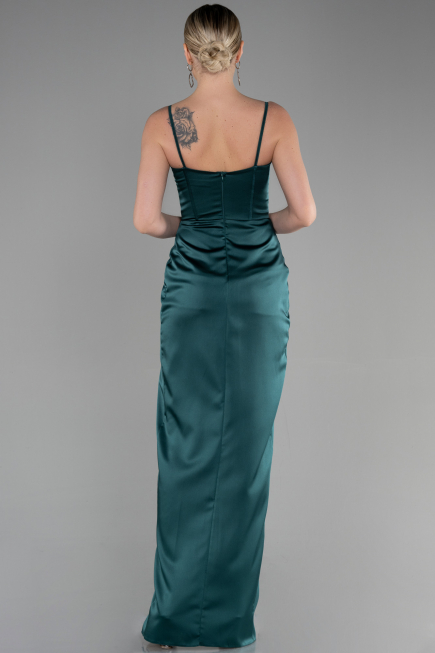 Long Emerald Green Satin Evening Dress ABU3390