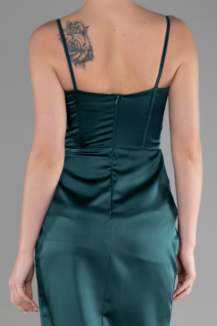 Long Emerald Green Satin Evening Dress ABU3390