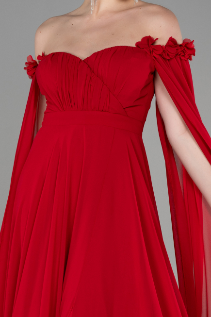 Long Red Chiffon Evening Dress ABU3462