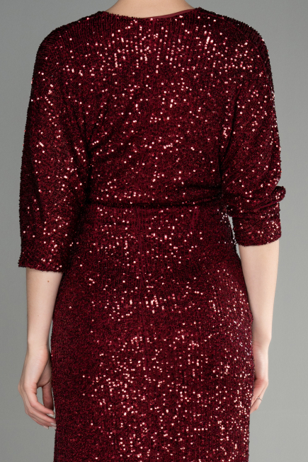 Short Burgundy Scaly Invitation Dress ABK1912