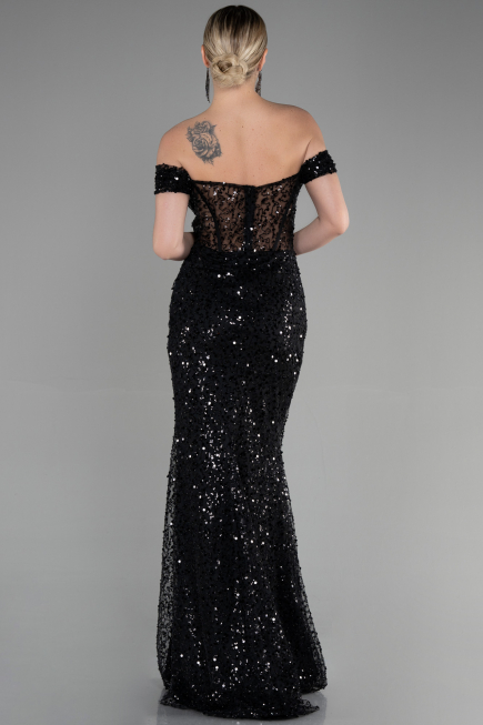 Long Black Scaly Evening Dress ABU3498