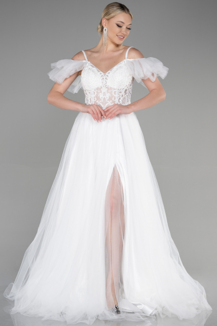 Long White Evening Dress ABU3500