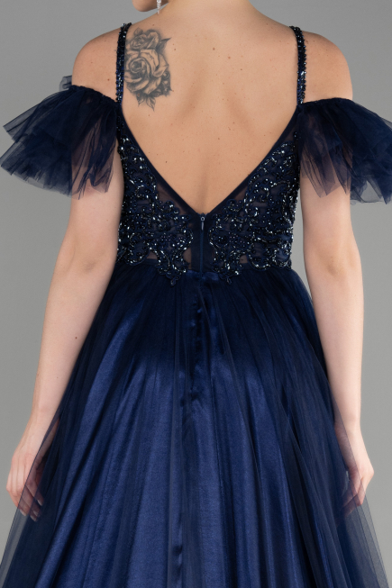 Long Navy Blue Evening Dress ABU3500