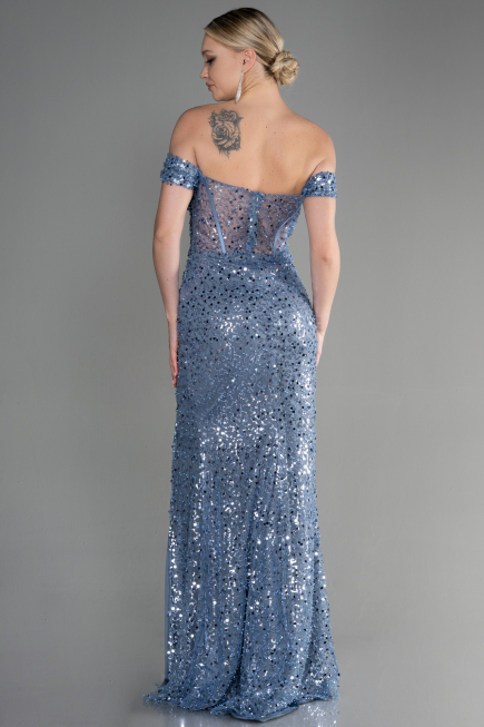 Long Blue Scaly Evening Dress ABU3498