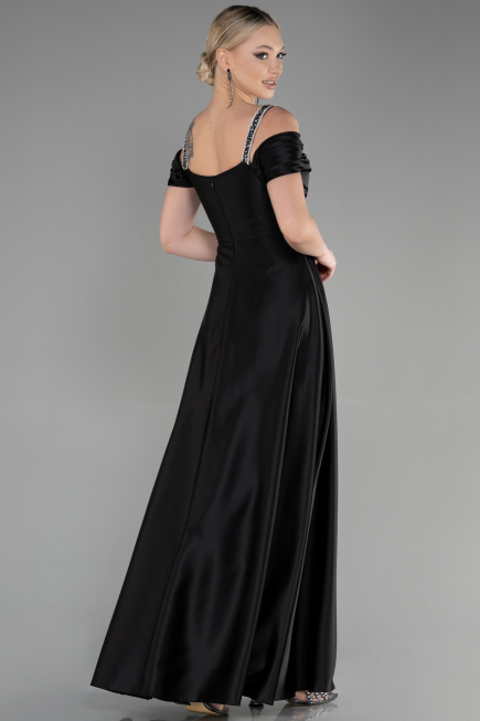 Long Black Satin Evening Dress ABU3499