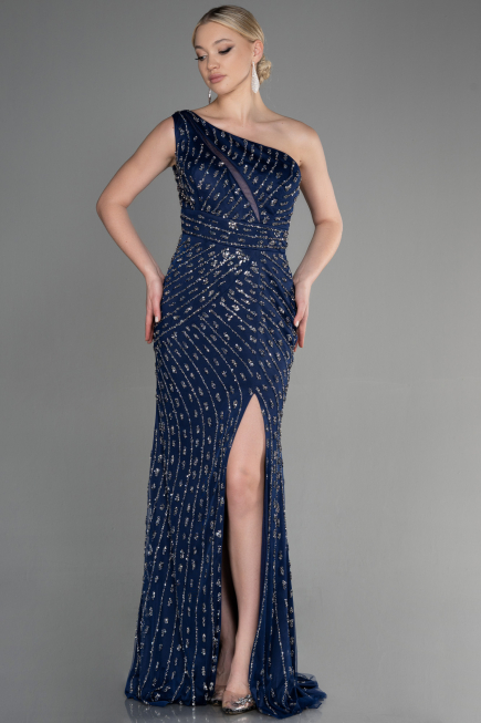 Long Navy Blue Haute Couture ABU3503
