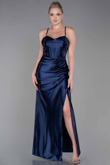 Long Navy Blue Prom Gown ABU3247