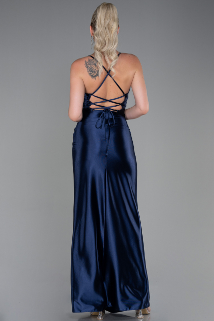 Long Navy Blue Prom Gown ABU3247